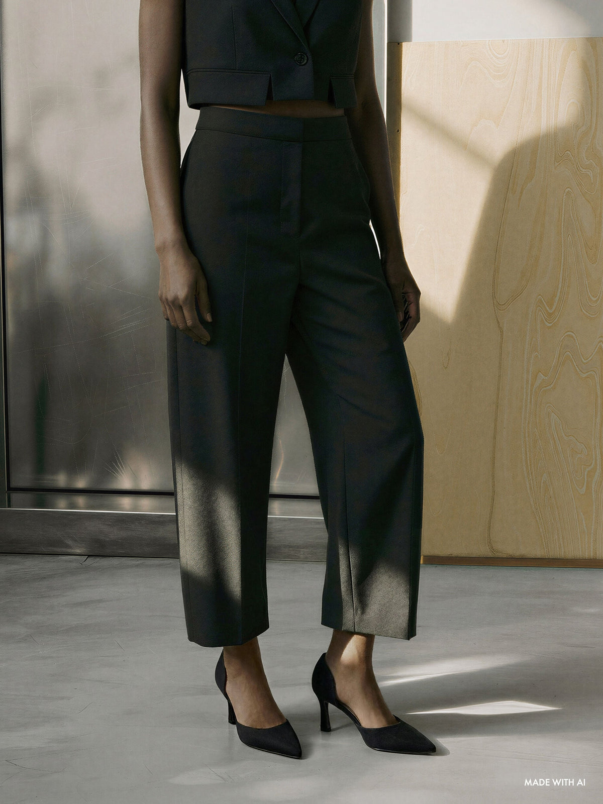 Kerra Twill Pointed D'Orsay Pumps - Black Textured | CHARLES & KEITH