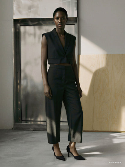 Kerra Twill Pointed D'Orsay Pumps - Black Textured | CHARLES & KEITH