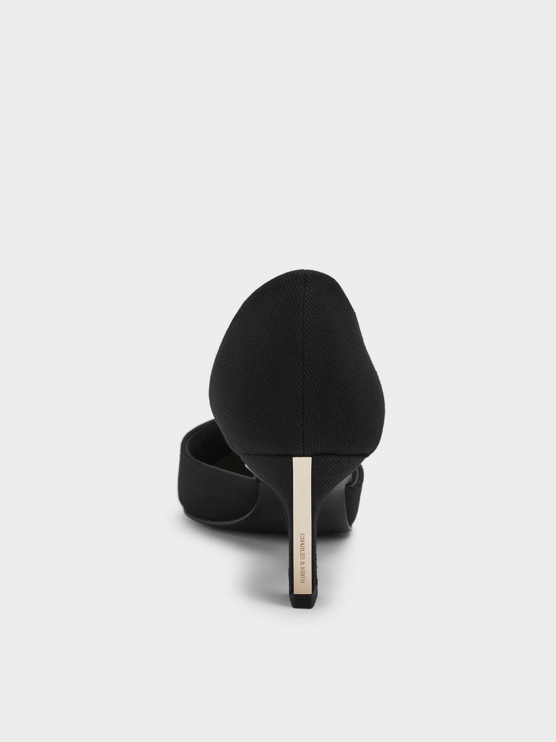 Kerra Twill Pointed D'Orsay Pumps - Black Textured | CHARLES & KEITH
