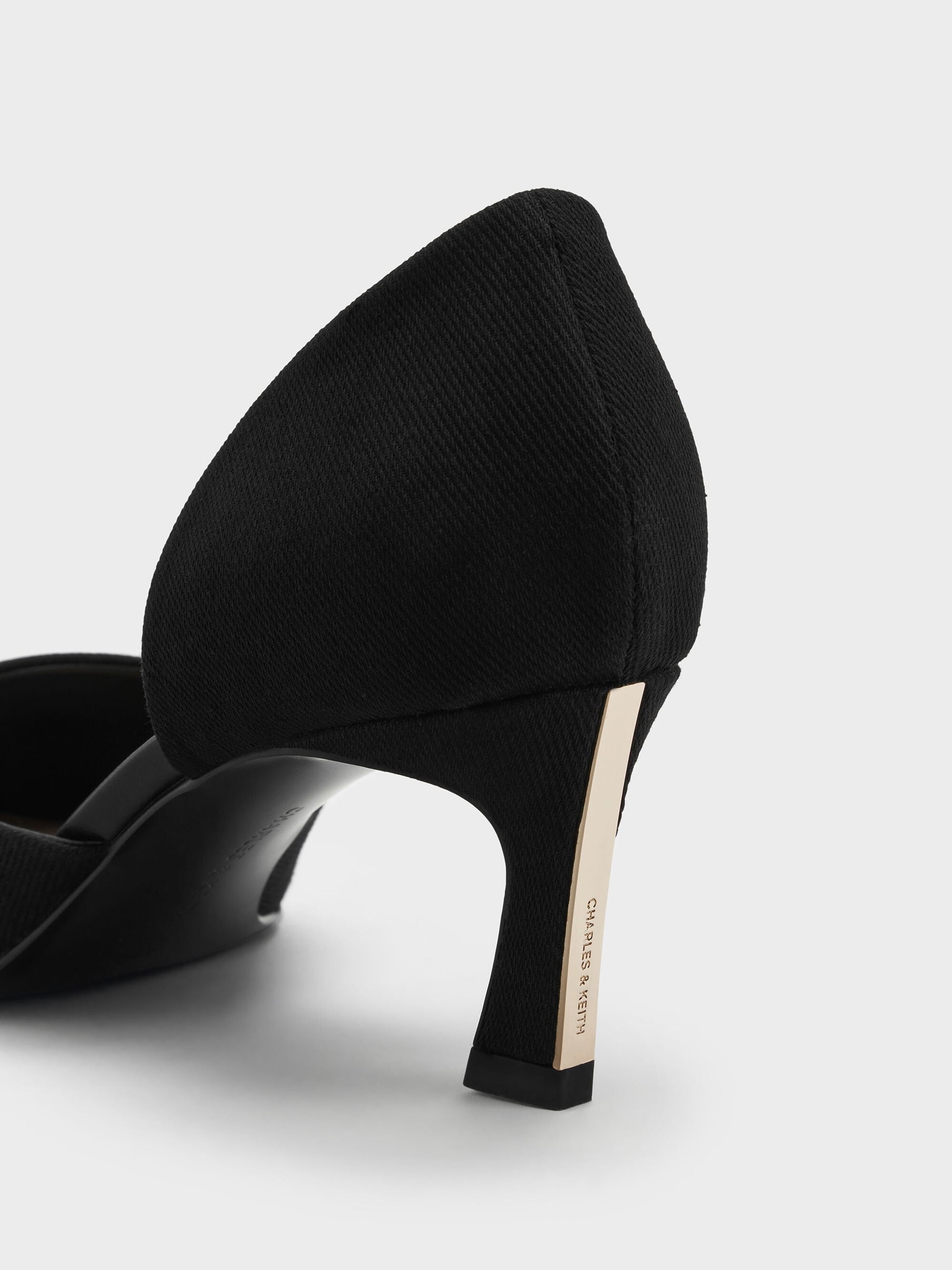Kerra Twill Pointed D'Orsay Pumps - Black Textured | CHARLES & KEITH