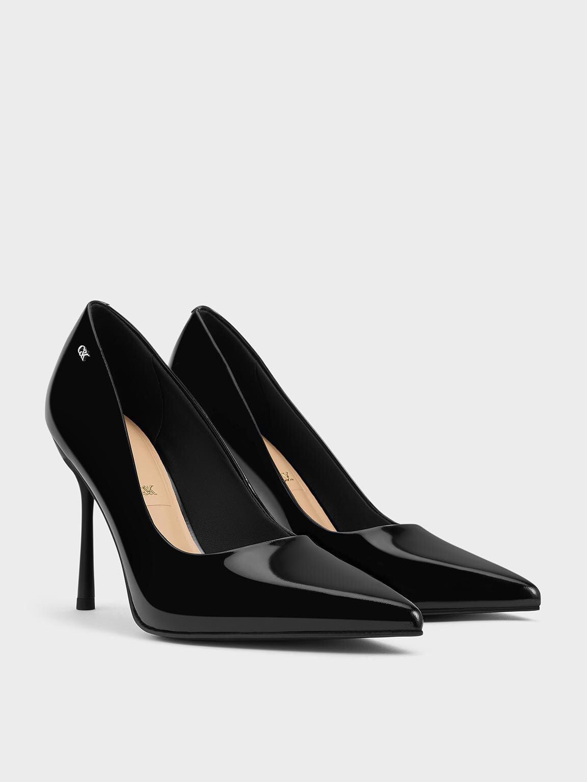 Kyra Leather Pointed-Toe Pumps - Black Box | CHARLES & KEITH