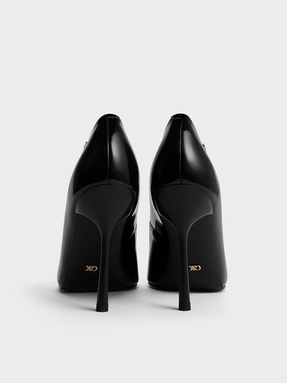 Kyra Leather Pointed-Toe Pumps - Black Box | CHARLES & KEITH