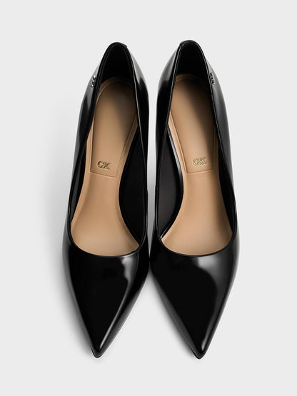 Kyra Leather Pointed-Toe Pumps - Black Box | CHARLES & KEITH