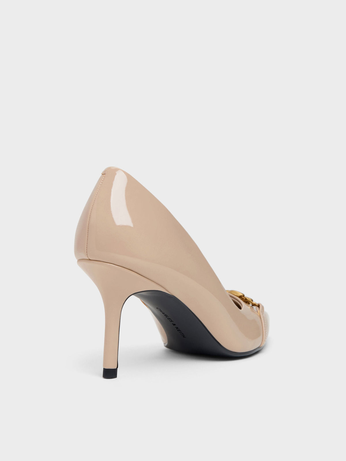 Patent Metallic-Buckle Pointed Pumps - Nude | CHARLES & KEITH
