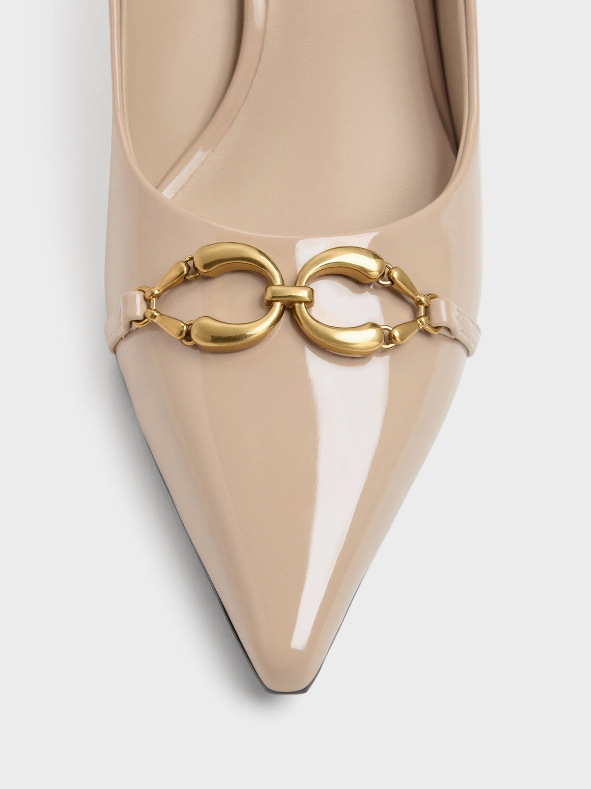 Patent Metallic-Buckle Pointed Pumps - Nude | CHARLES & KEITH