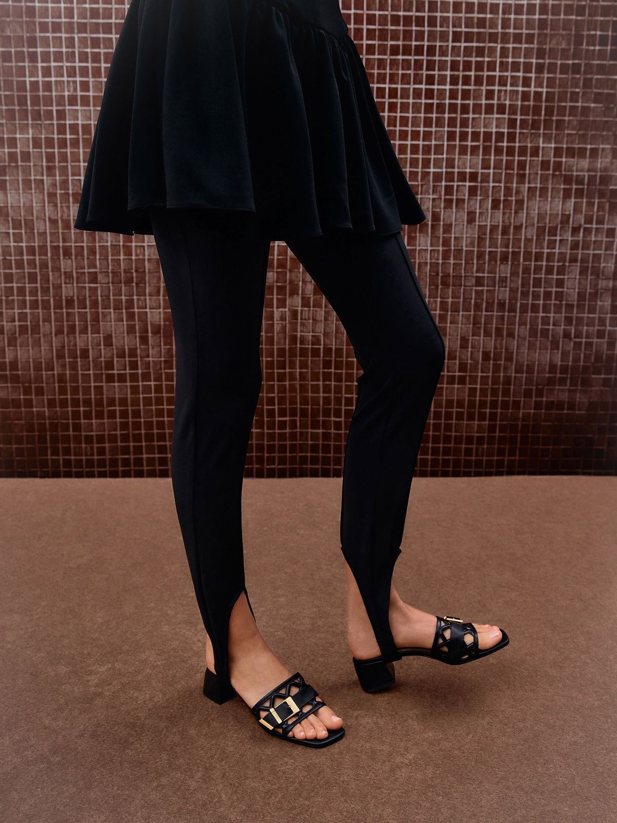 Whitney Leather Cut-Out Heeled Mules - Black | CHARLES & KEITH