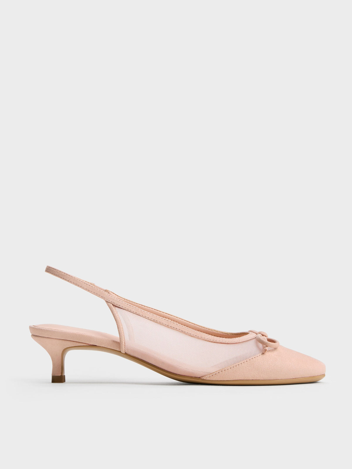 Mulligan Mesh Bow Slingback Pumps - Blush | CHARLES & KEITH