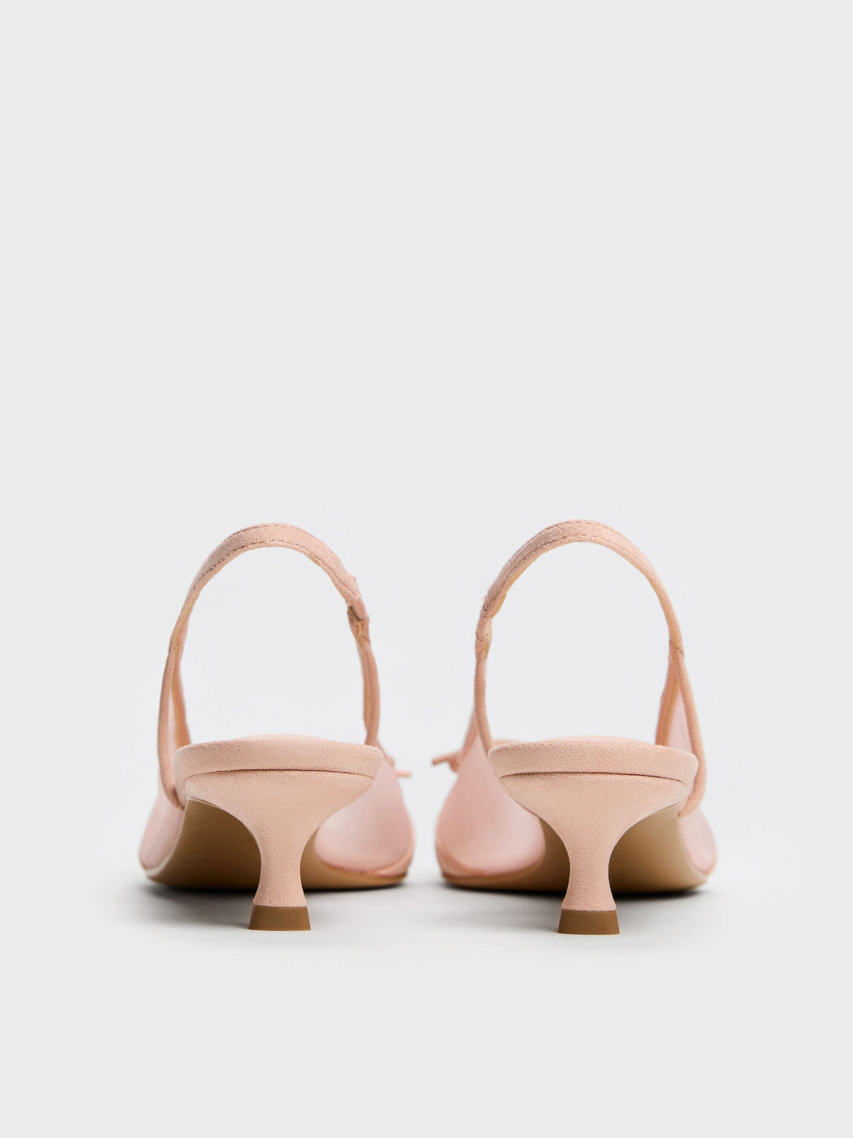 Mulligan Mesh Bow Slingback Pumps - Blush | CHARLES & KEITH