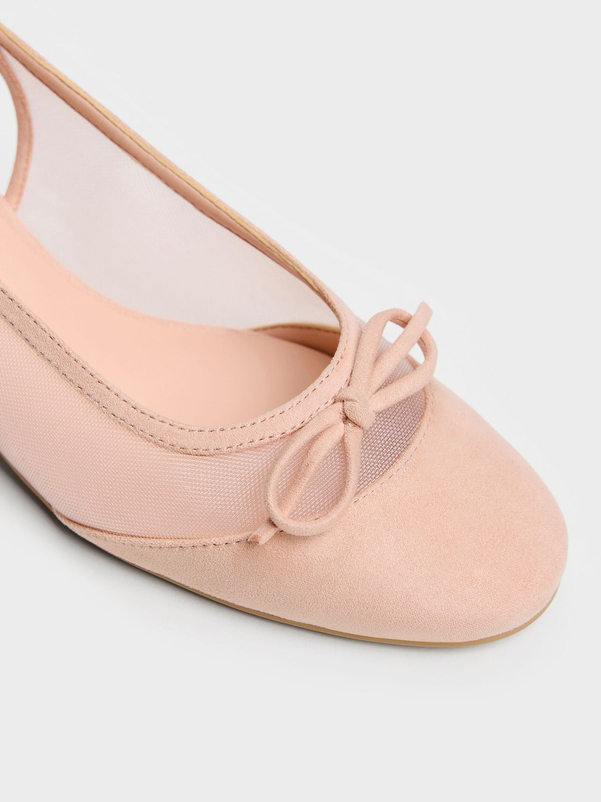 Mulligan Mesh Bow Slingback Pumps - Blush | CHARLES & KEITH