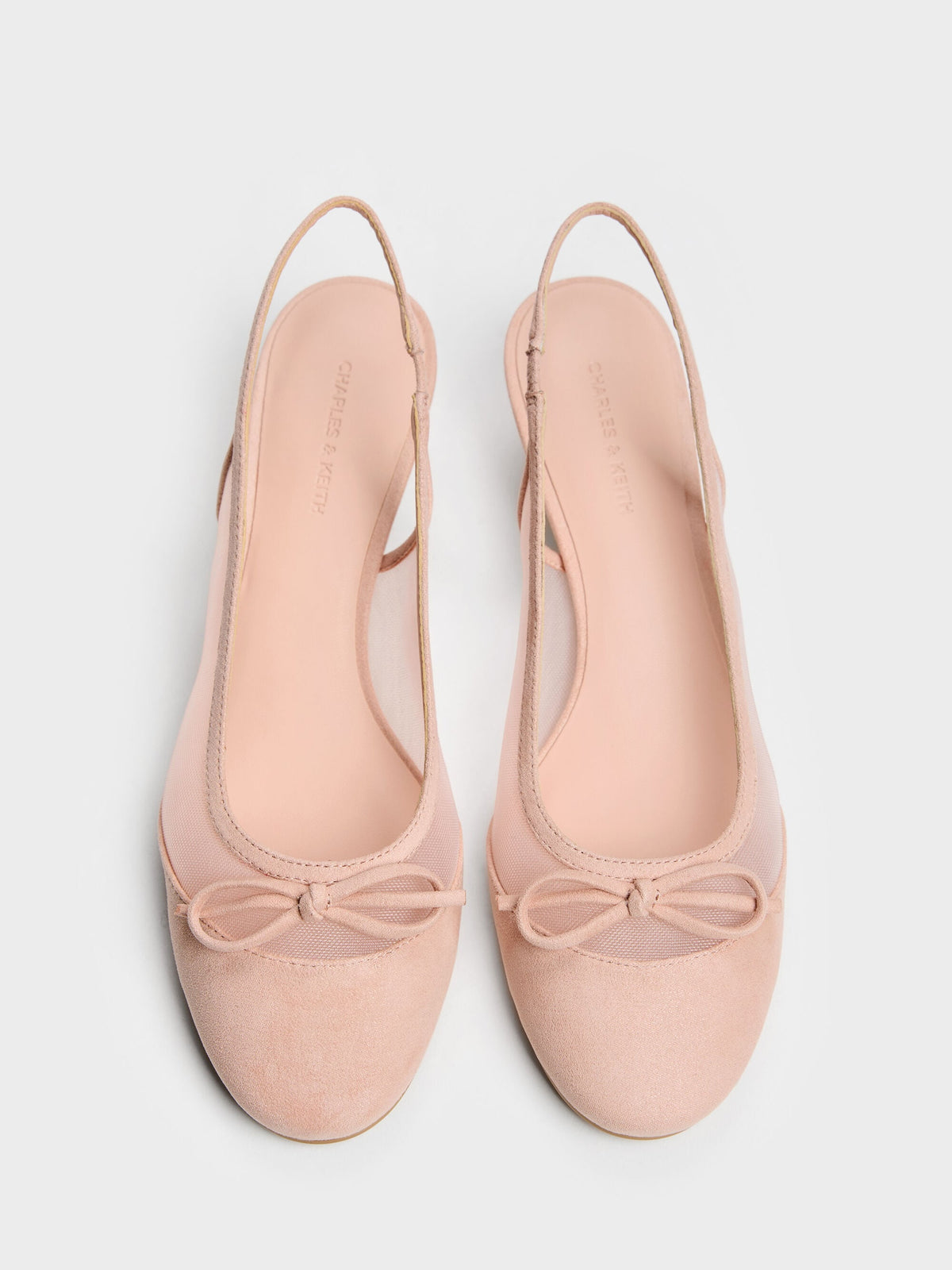 Mulligan Mesh Bow Slingback Pumps - Blush | CHARLES & KEITH