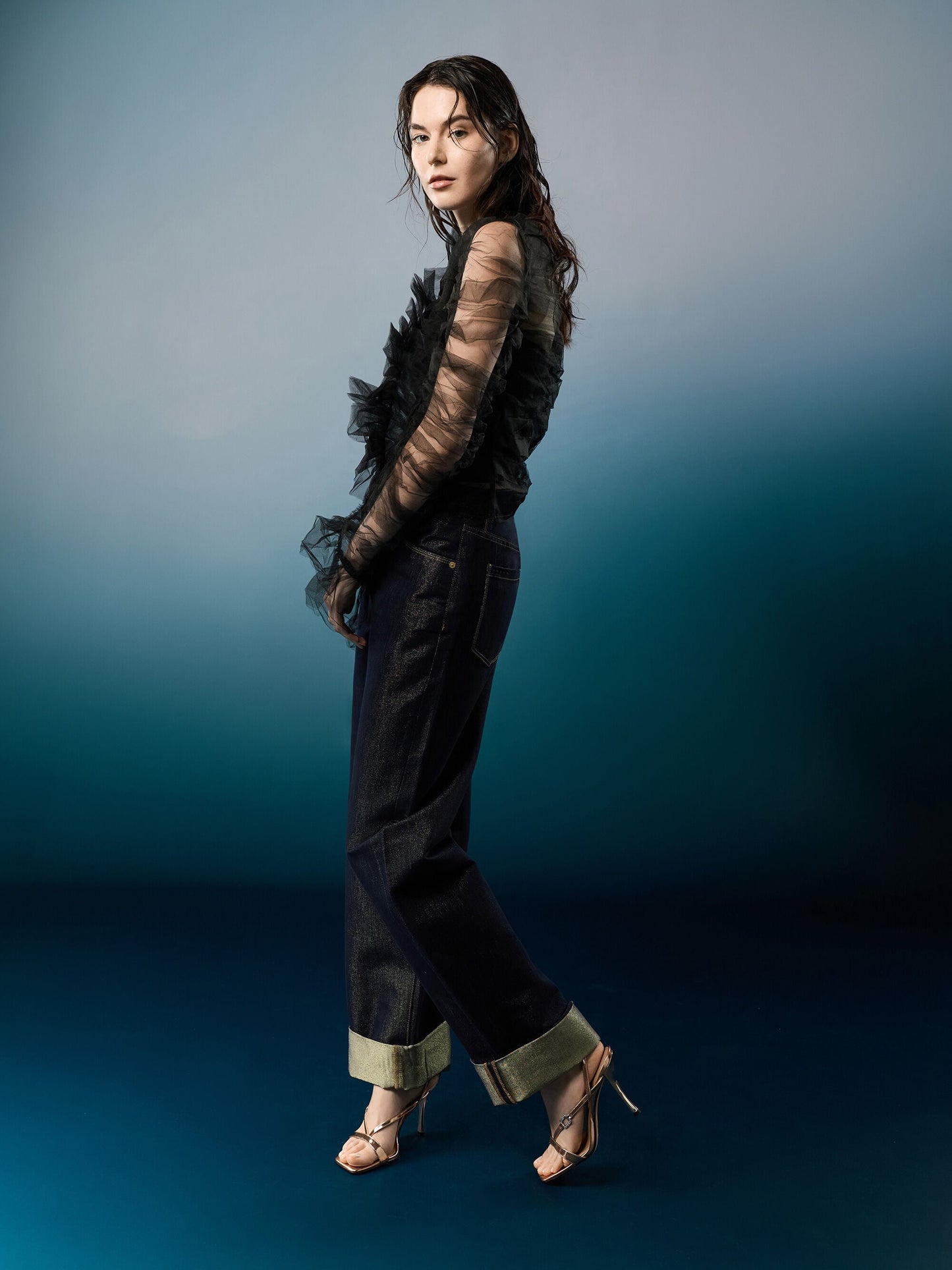 Metallic Leather Crystal-Buckle Ankle-Strap Heels - Bronze | CHARLES & KEITH