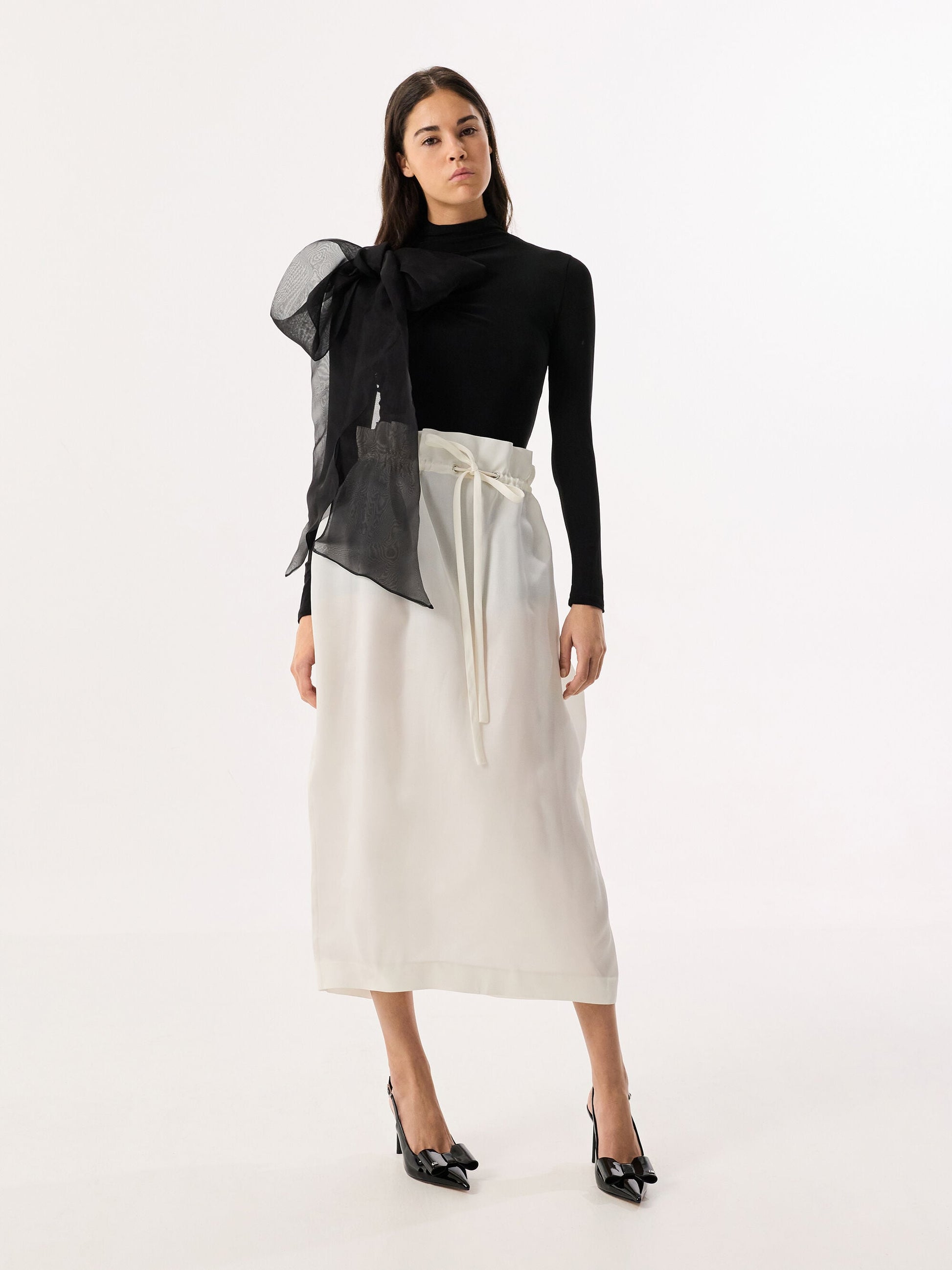 Lu Patent Leather Bow Slingback Pumps - Black Patent | CHARLES & KEITH