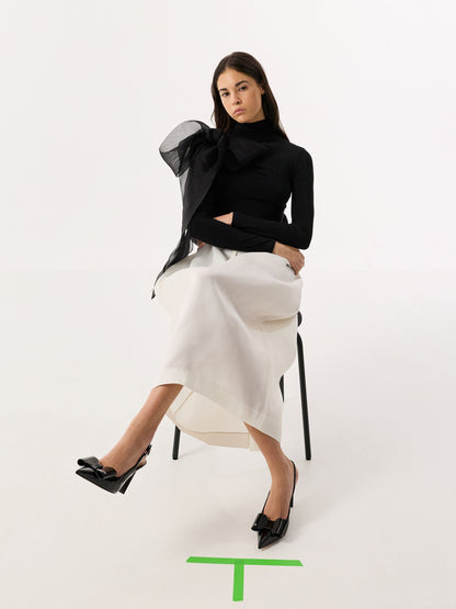 Lu Patent Leather Bow Slingback Pumps - Black Patent | CHARLES & KEITH