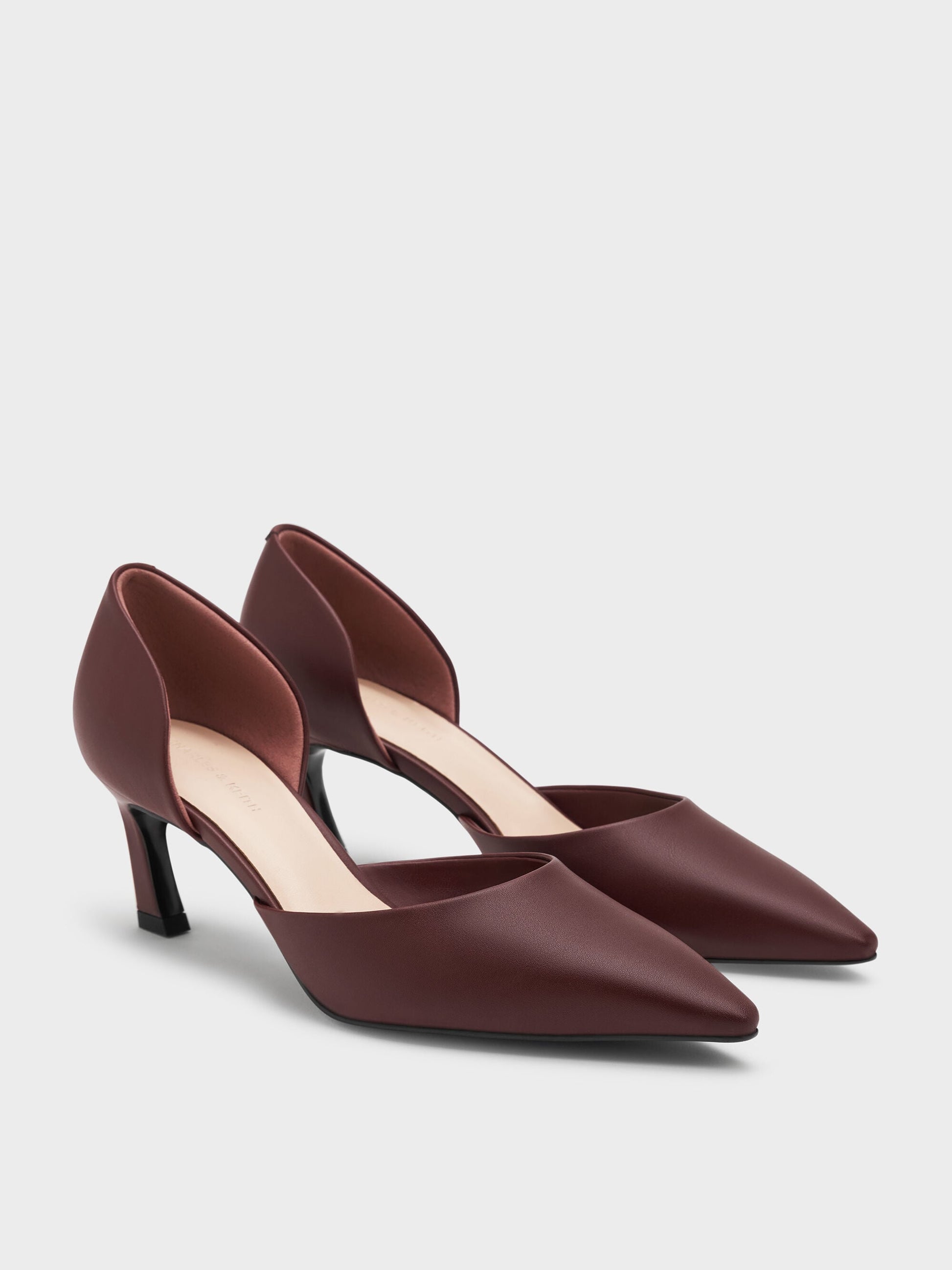 Kerra Pointed D'Orsay Pumps - Burgundy | CHARLES & KEITH