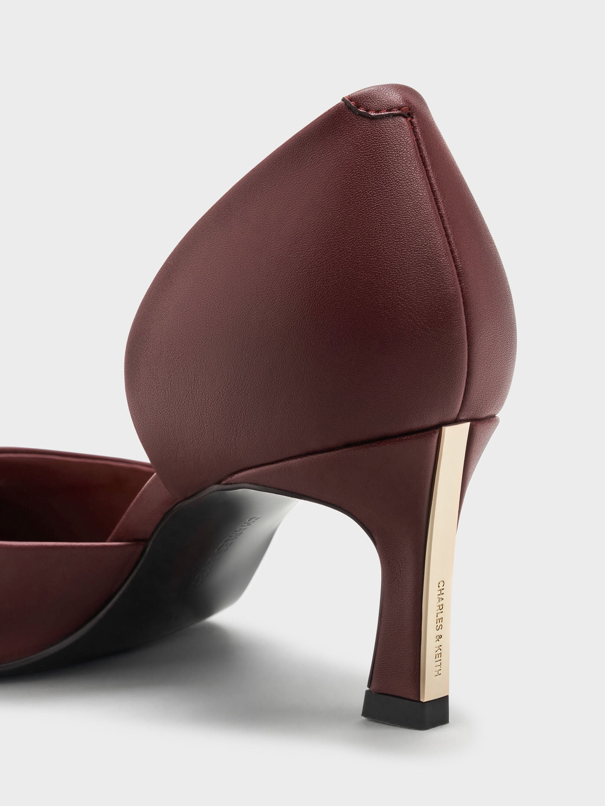 Kerra Pointed D'Orsay Pumps - Burgundy | CHARLES & KEITH