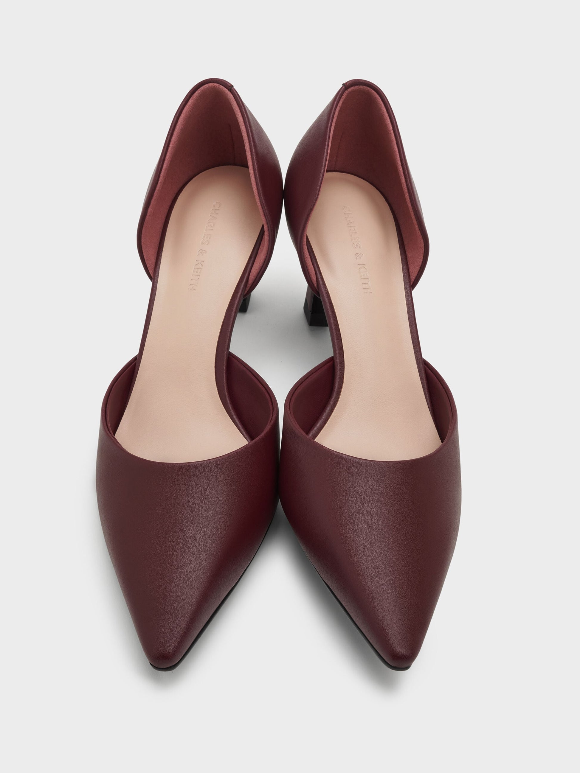 Kerra Pointed D'Orsay Pumps - Burgundy | CHARLES & KEITH