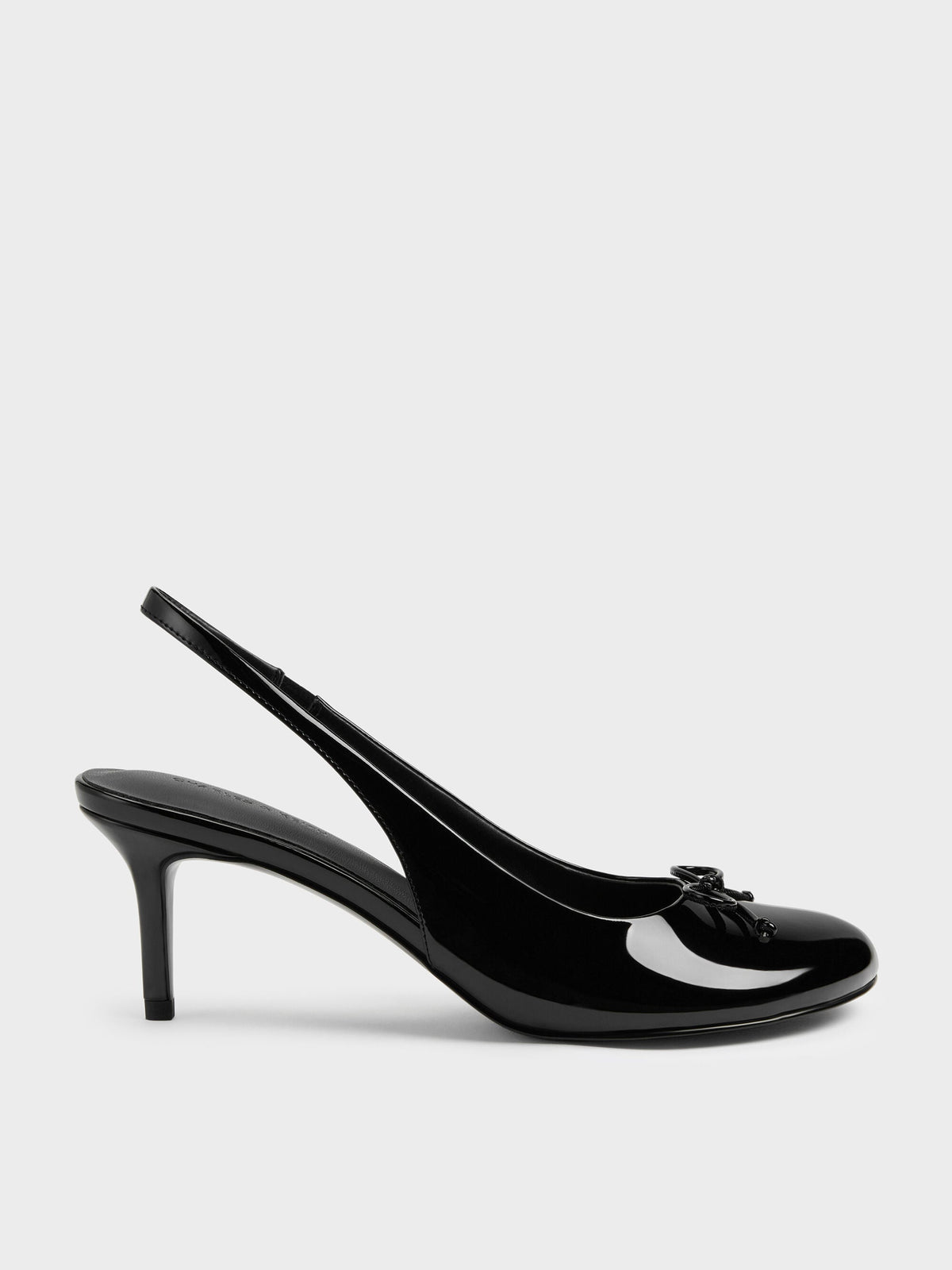 Imani Patent Asymmetric Slingback Pumps - Black Patent | CHARLES & KEITH
