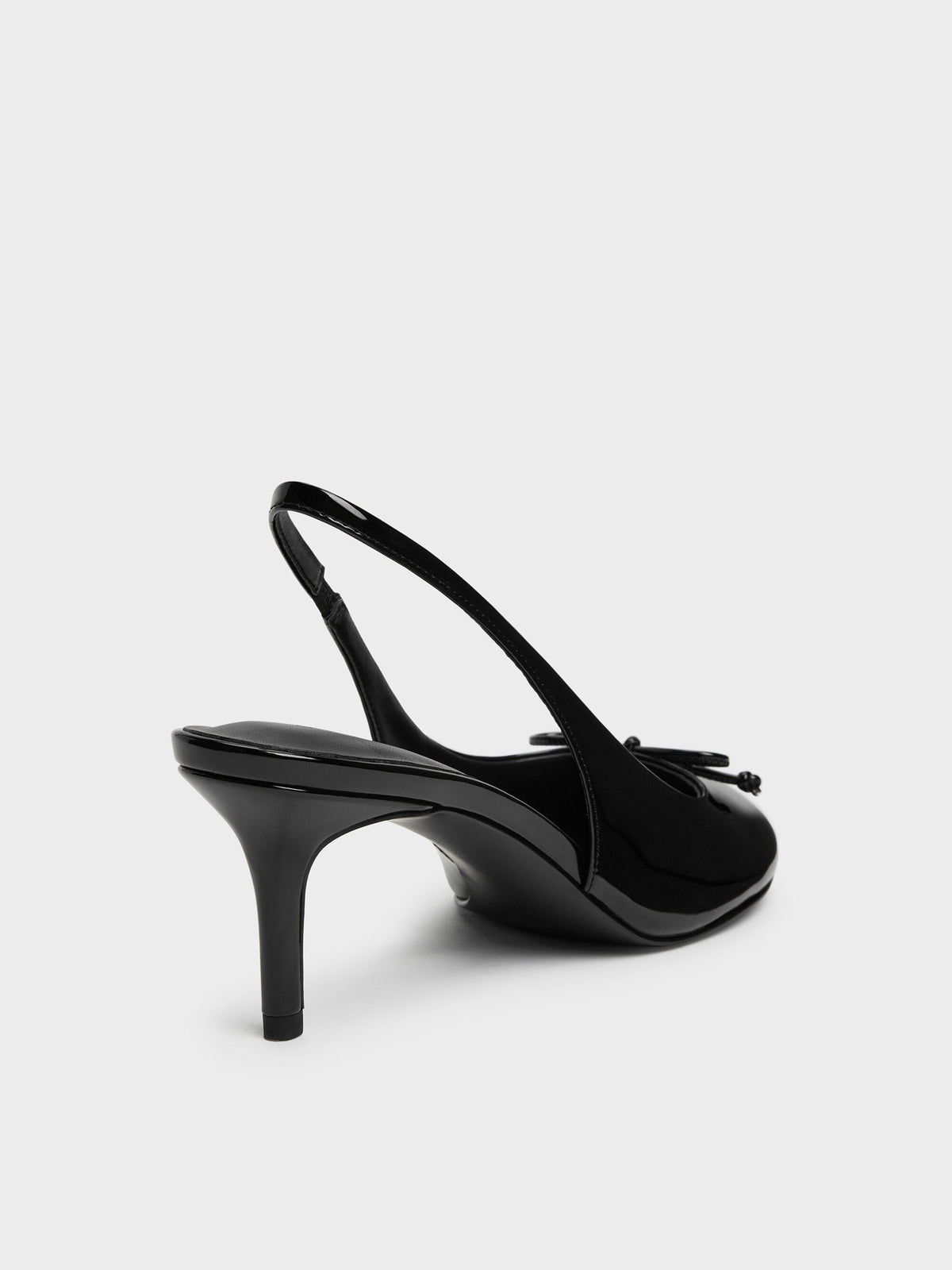 Imani Patent Asymmetric Slingback Pumps - Black Patent | CHARLES & KEITH