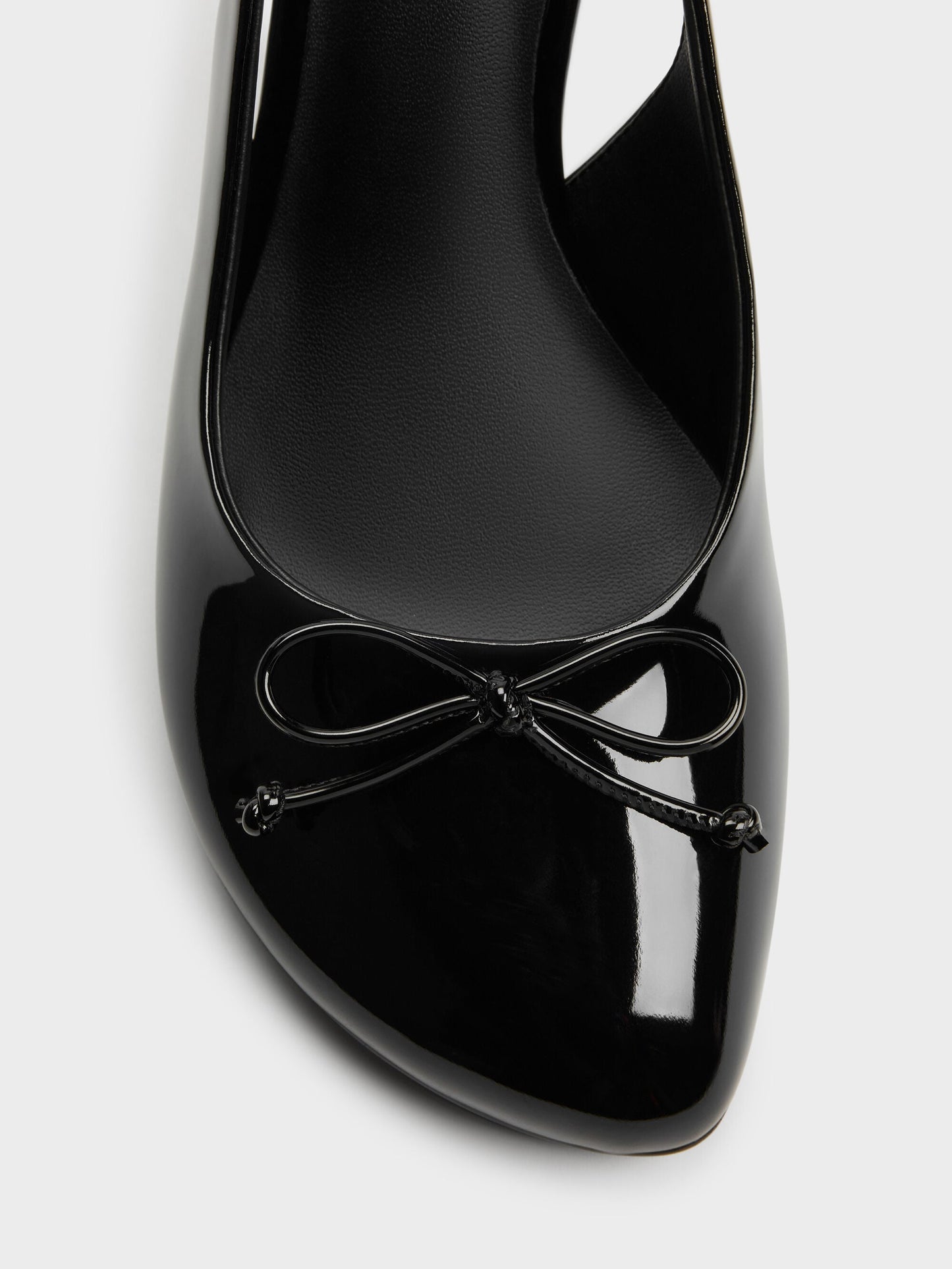 Imani Patent Asymmetric Slingback Pumps - Black Patent | CHARLES & KEITH