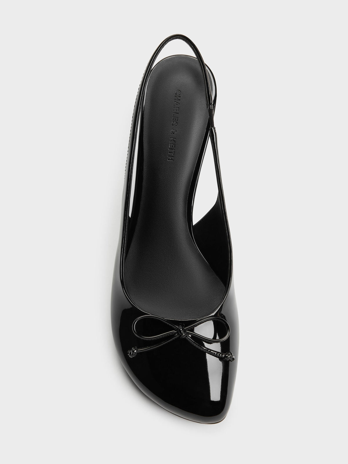 Imani Patent Asymmetric Slingback Pumps - Black Patent | CHARLES & KEITH