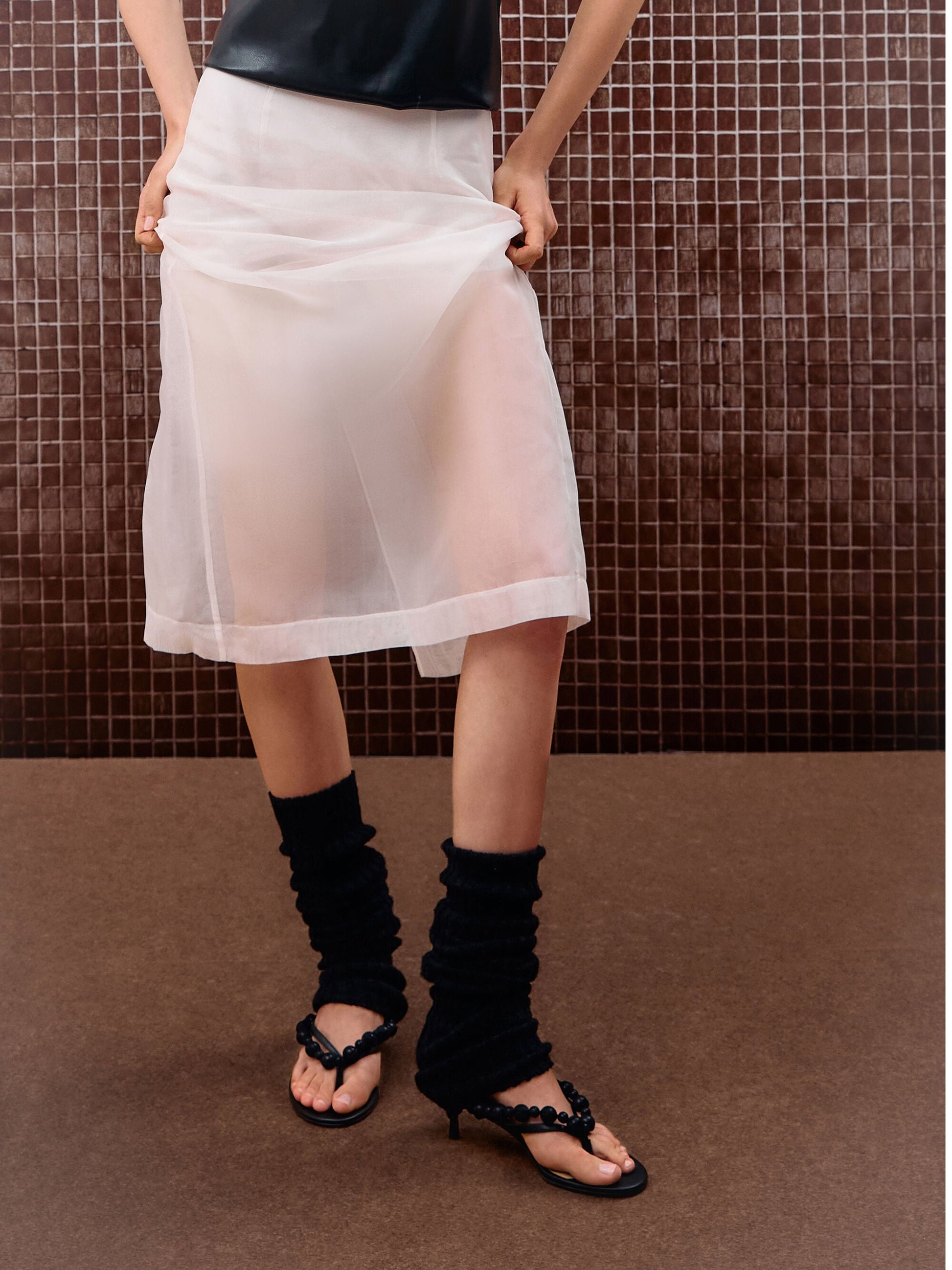 Leather Beaded Thong Kitten Heels - Black | CHARLES & KEITH