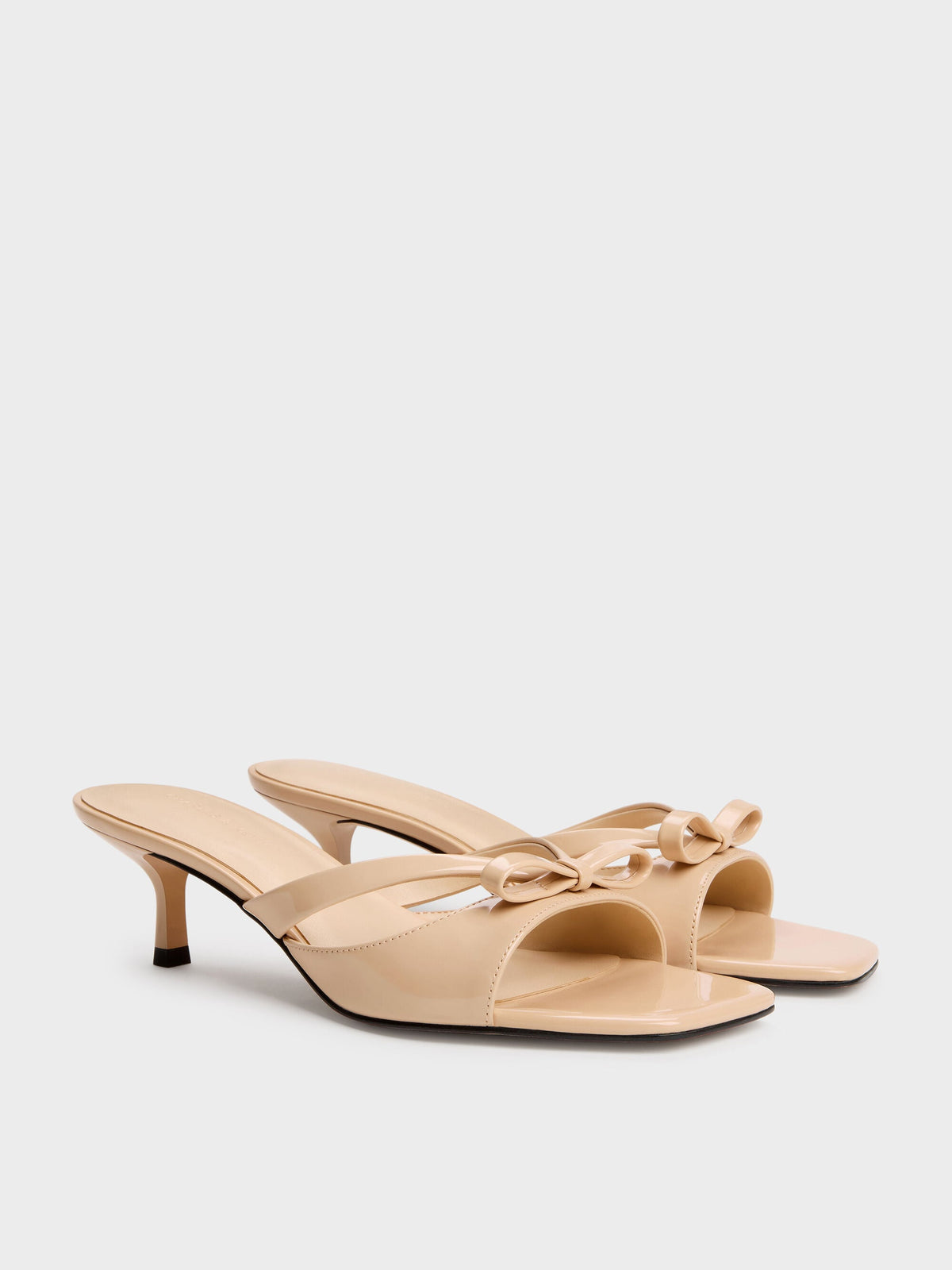 Kaleen Patent Kitten-Heel Mules - Nude | CHARLES & KEITH