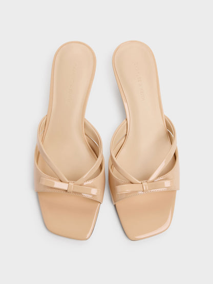 Kaleen Patent Kitten-Heel Mules - Nude | CHARLES & KEITH