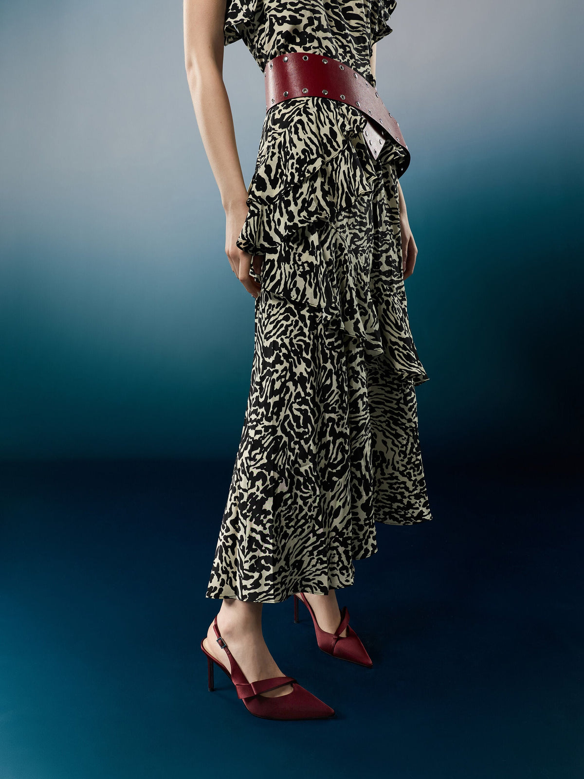 Satin Pleated-Strap Slingback Pumps - Red | CHARLES & KEITH