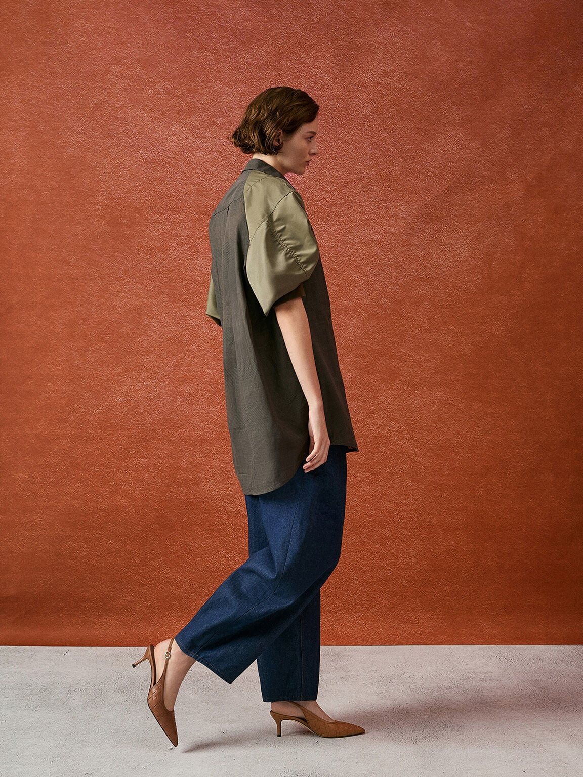 Ivette Woven Pointed Slingback Pumps - Brown | CHARLES & KEITH