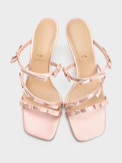 Jessy Bow Heeled Sandals - Pink | CHARLES & KEITH