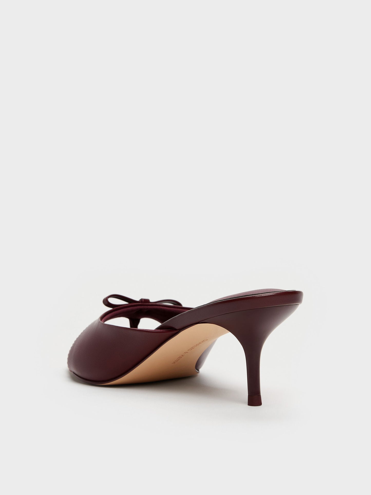 Sonali Bow Heeled Thong Sandals - Burgundy | CHARLES & KEITH