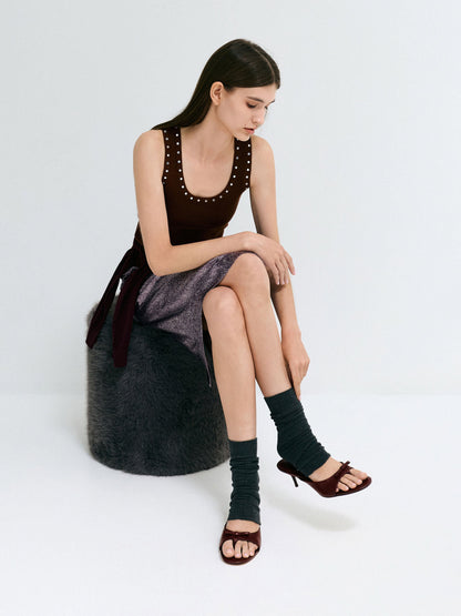 Sonali Bow Heeled Thong Sandals - Burgundy | CHARLES & KEITH