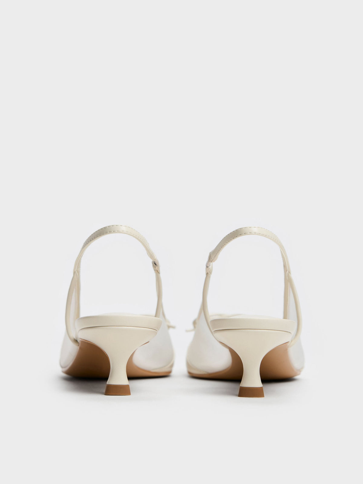 Mulligan Mesh Bow Slingback Pumps - Chalk | CHARLES & KEITH