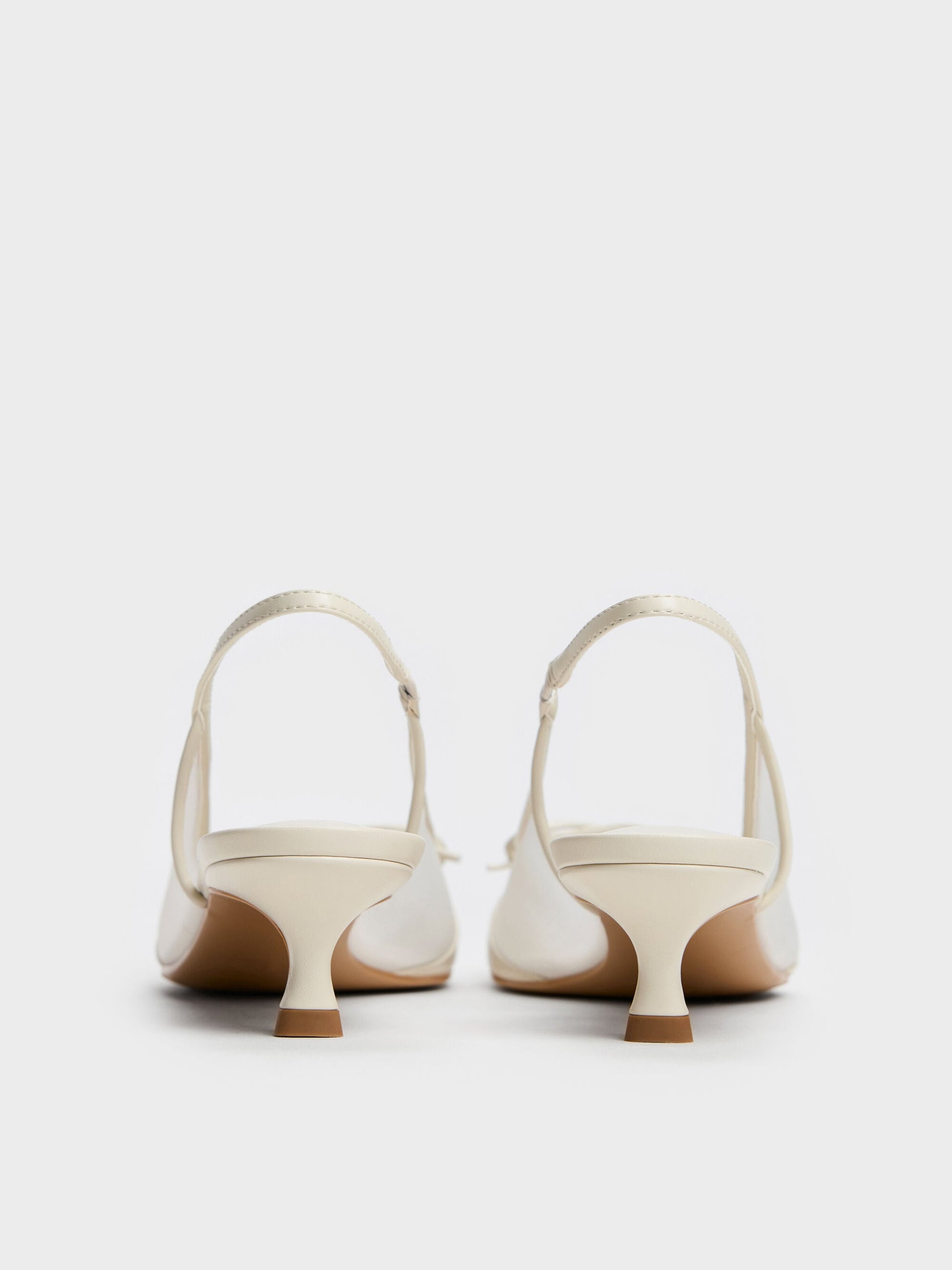 Mulligan Mesh Bow Slingback Pumps - Chalk | CHARLES & KEITH
