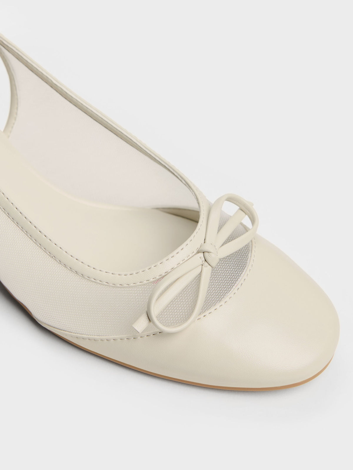 Mulligan Mesh Bow Slingback Pumps - Chalk | CHARLES & KEITH