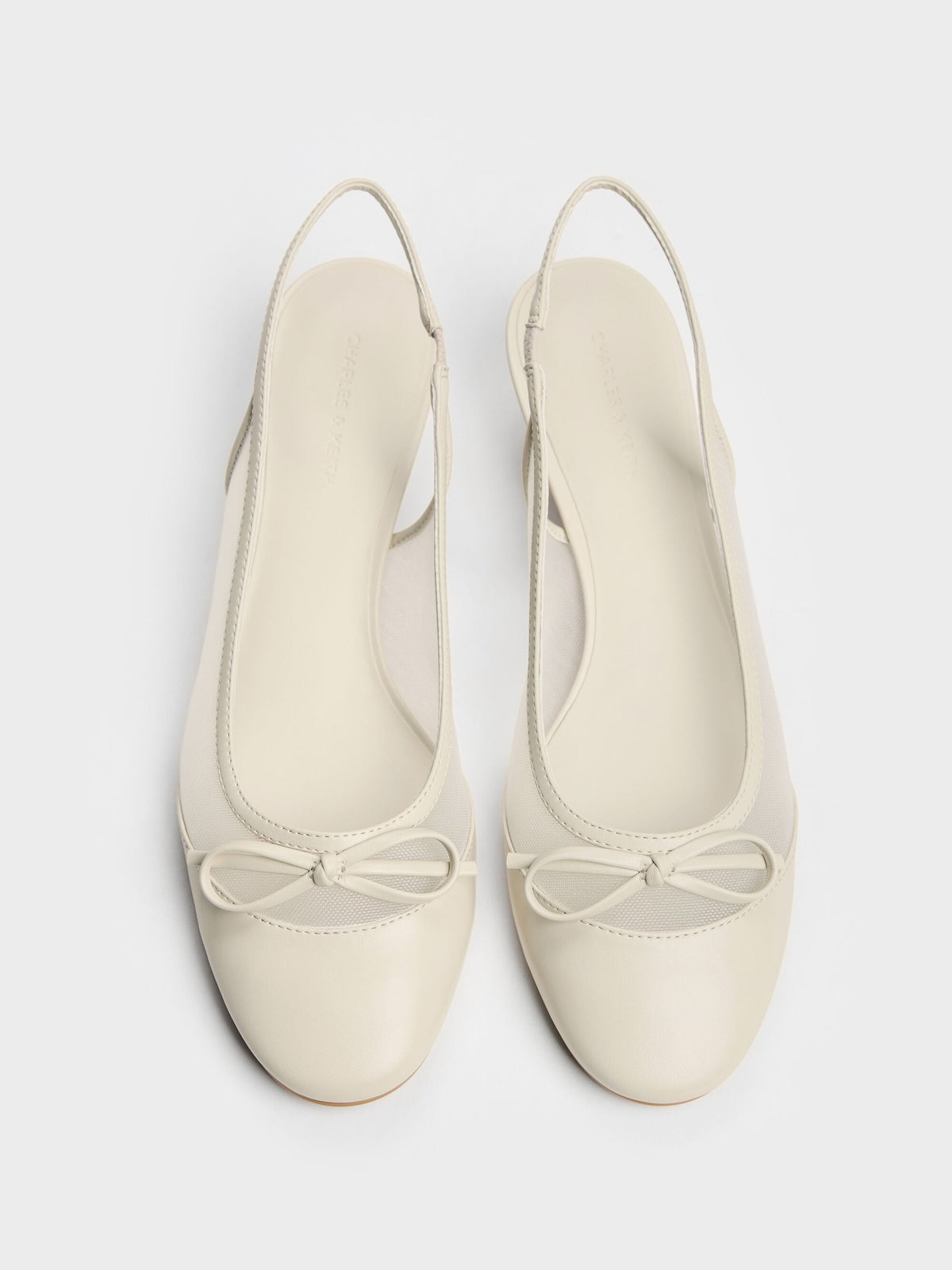 Mulligan Mesh Bow Slingback Pumps - Chalk | CHARLES & KEITH