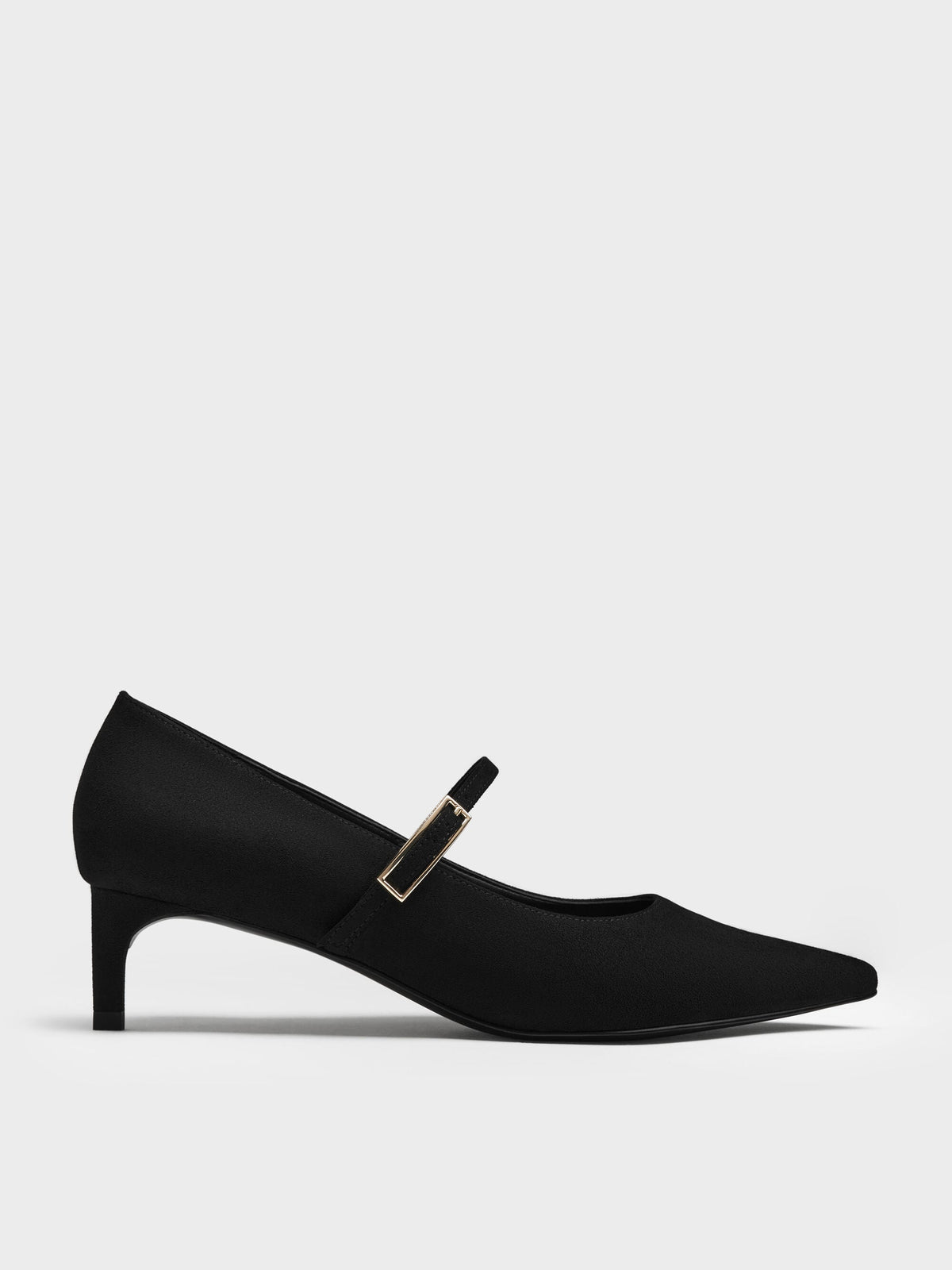 Luciana Faux Suede Mary Jane Pumps - Black Textured | CHARLES & KEITH