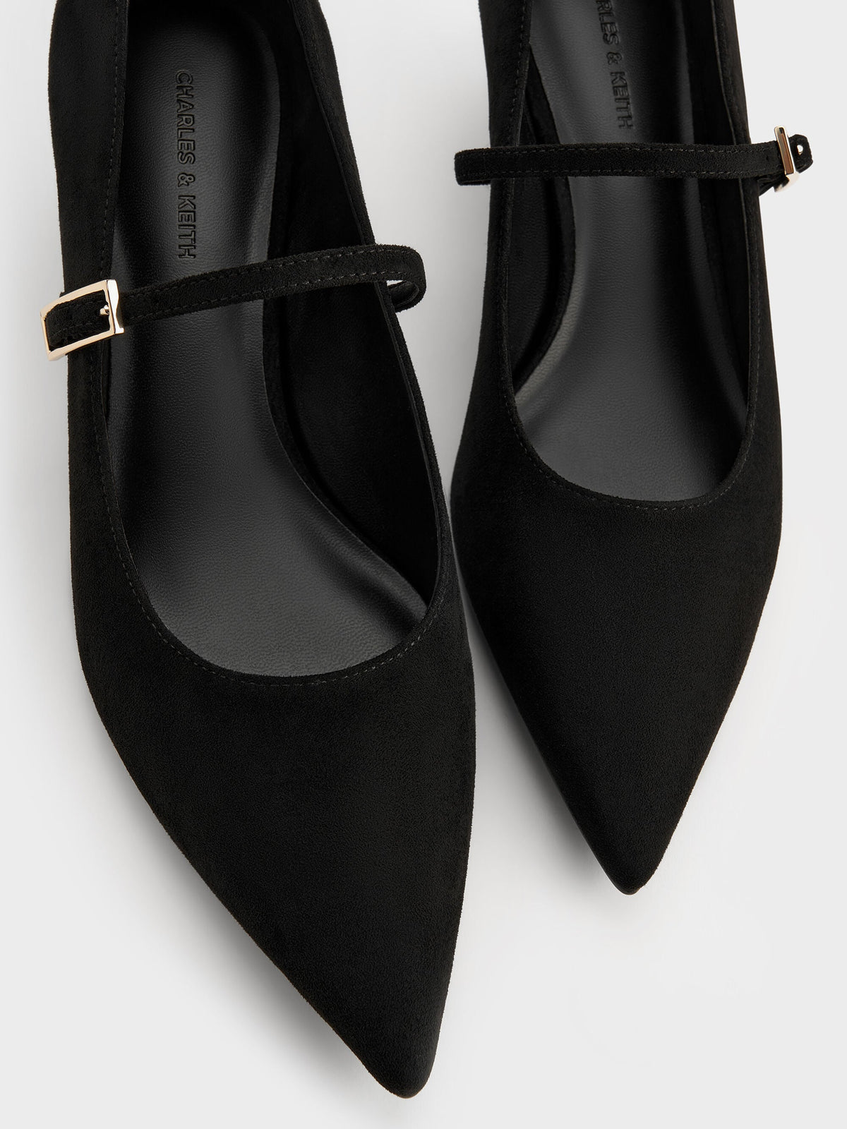 Luciana Faux Suede Mary Jane Pumps - Black Textured | CHARLES & KEITH
