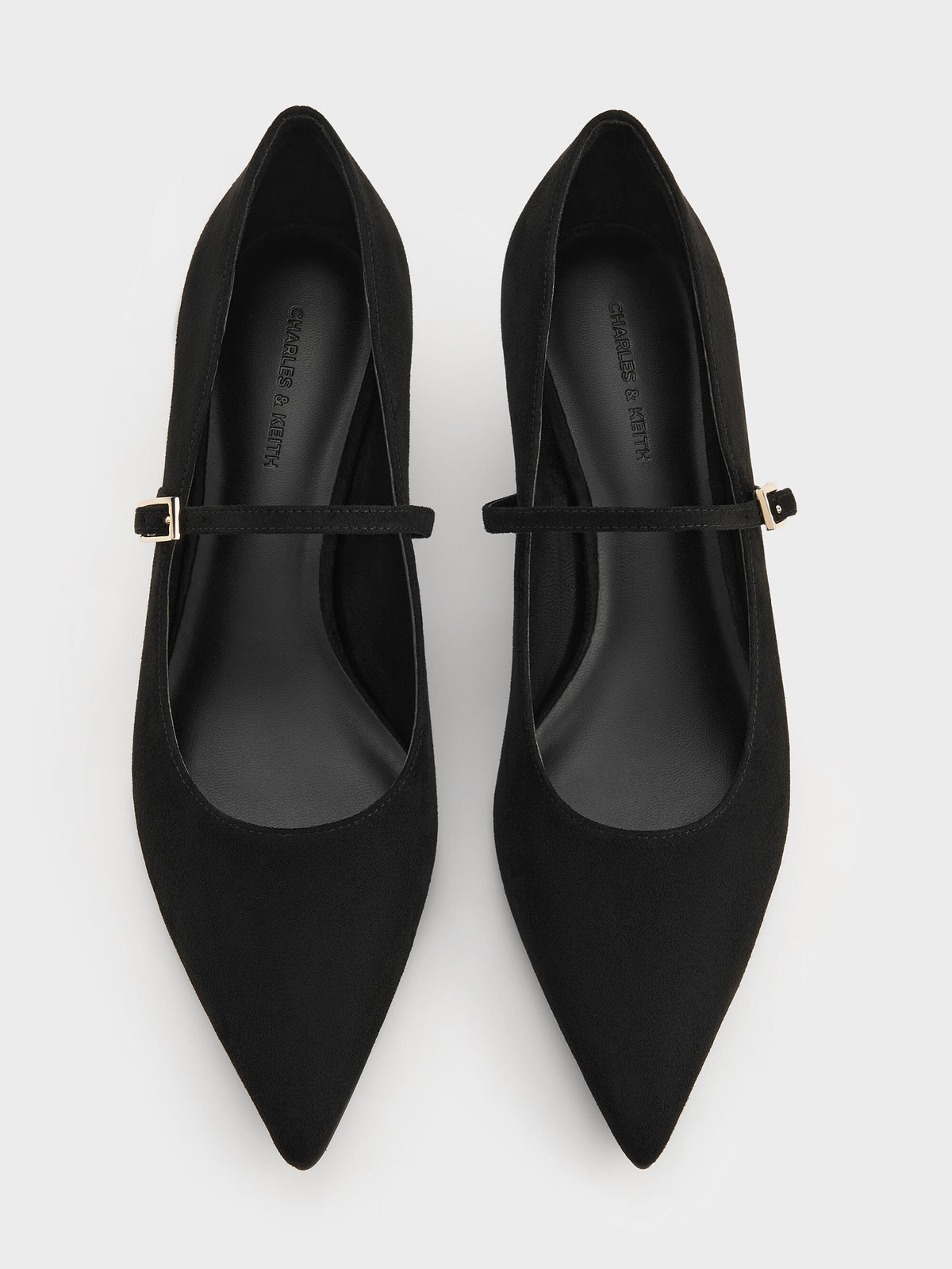 Luciana Faux Suede Mary Jane Pumps - Black Textured | CHARLES & KEITH