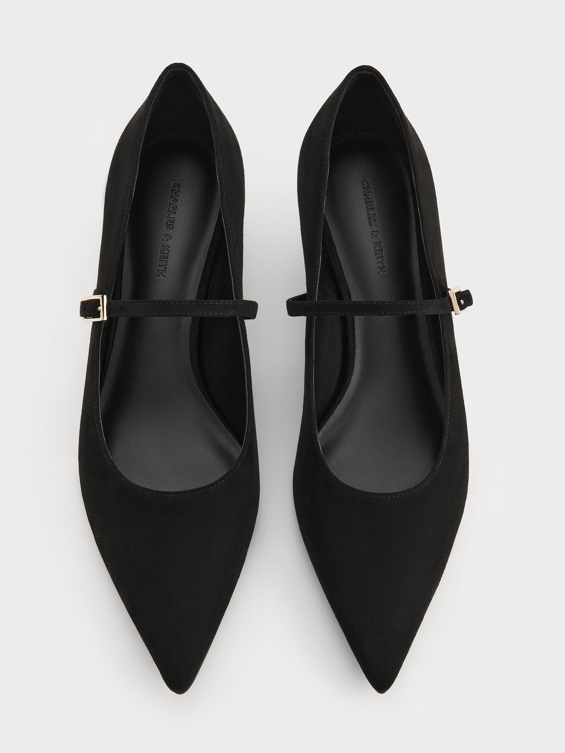 Luciana Faux Suede Mary Jane Pumps - Black Textured | CHARLES & KEITH