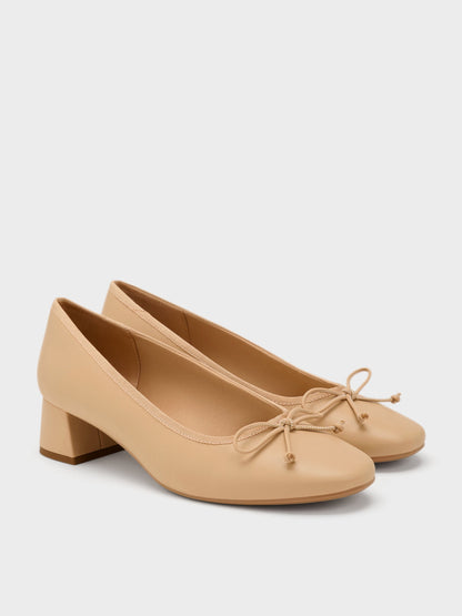 Bow Ballet Pumps - Sand | CHARLES & KEITH