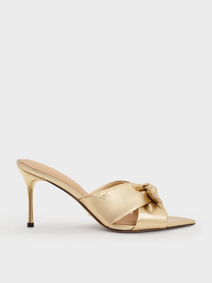 Jayce Metallic Leather Stiletto Mules - Gold | CHARLES & KEITH