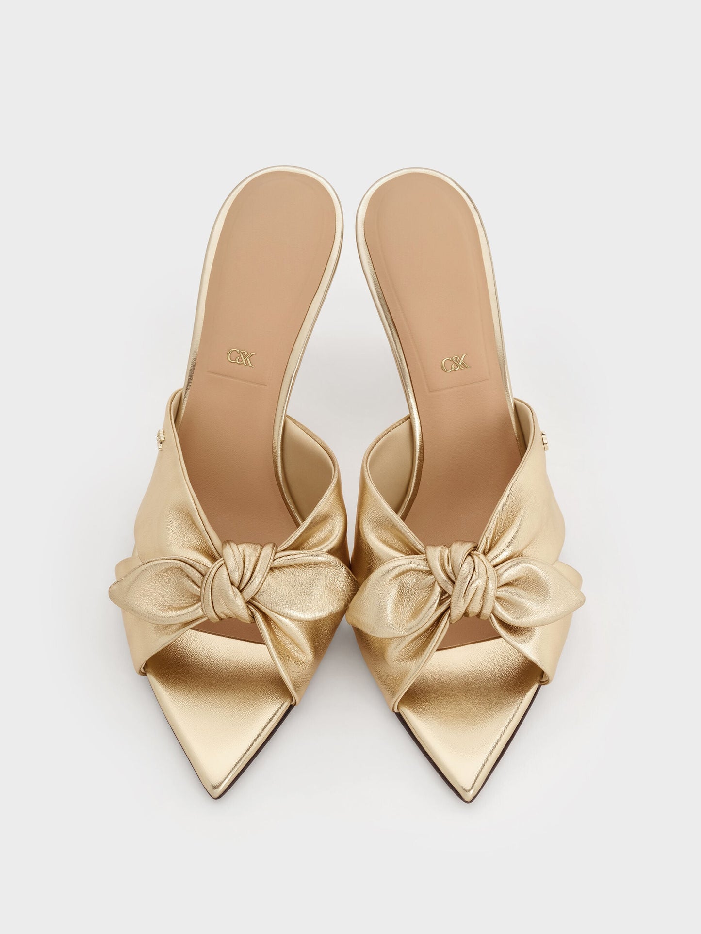 Jayce Metallic Leather Stiletto Mules - Gold | CHARLES & KEITH