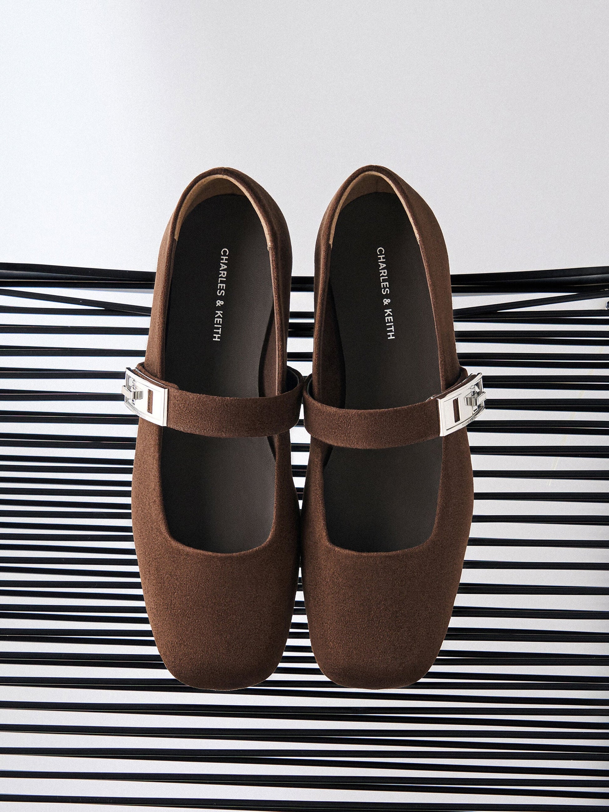 Lando Faux Suede Mary Jane Pumps - Dark Brown Textured | CHARLES & KEITH