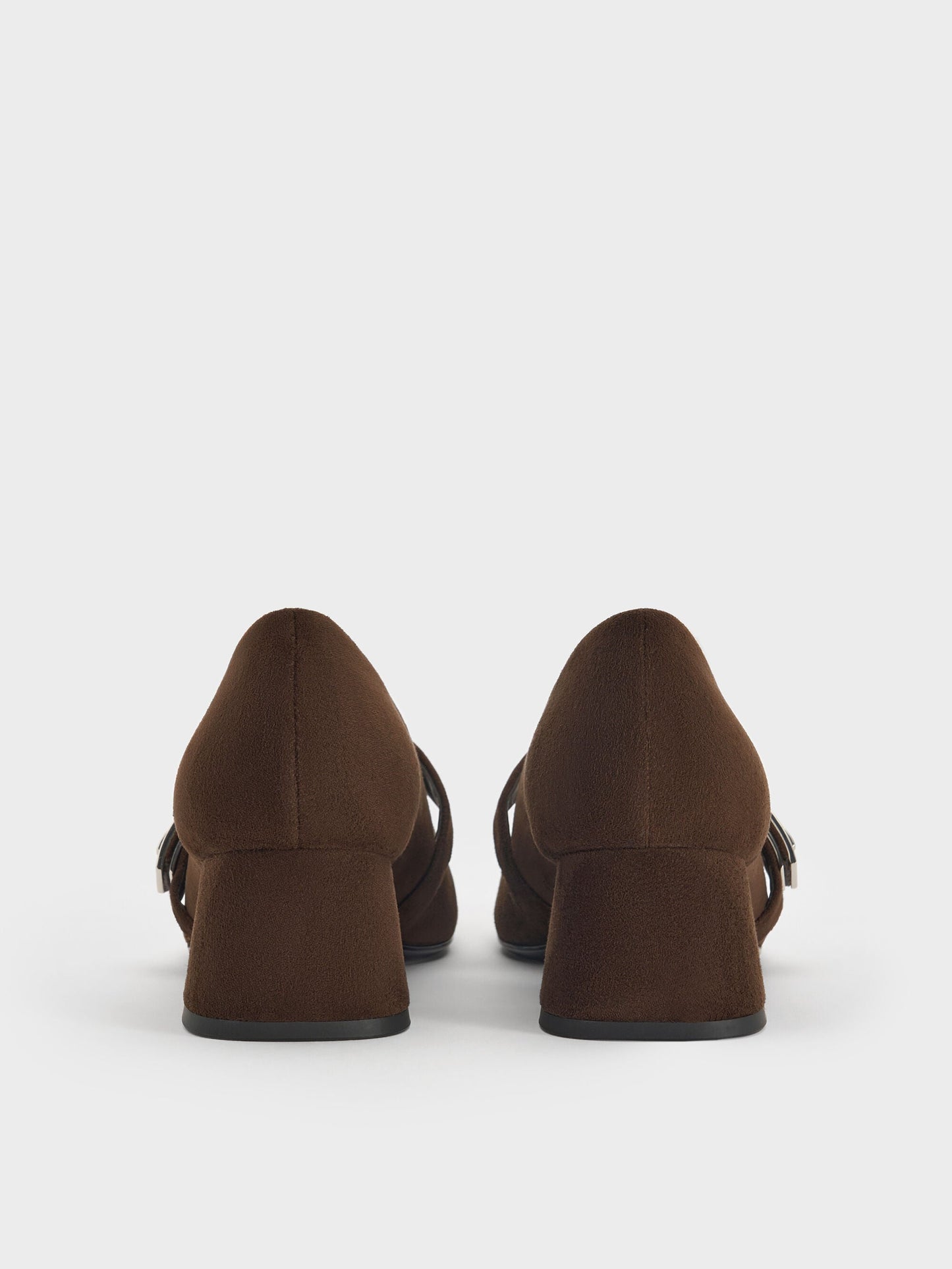 Lando Faux Suede Mary Jane Pumps - Dark Brown Textured | CHARLES & KEITH