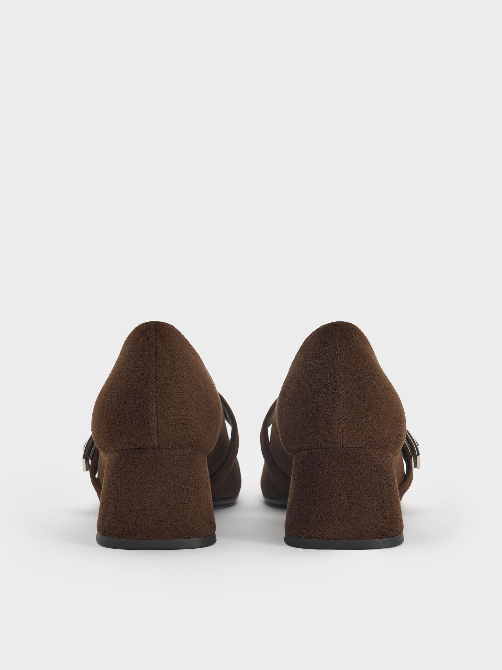 Lando Faux Suede Mary Jane Pumps - Dark Brown Textured | CHARLES & KEITH