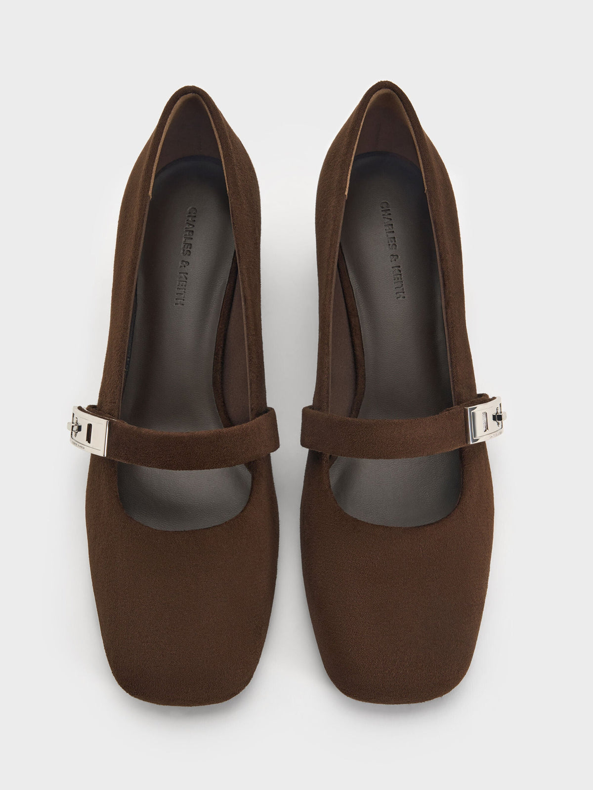 Lando Faux Suede Mary Jane Pumps - Dark Brown Textured | CHARLES & KEITH