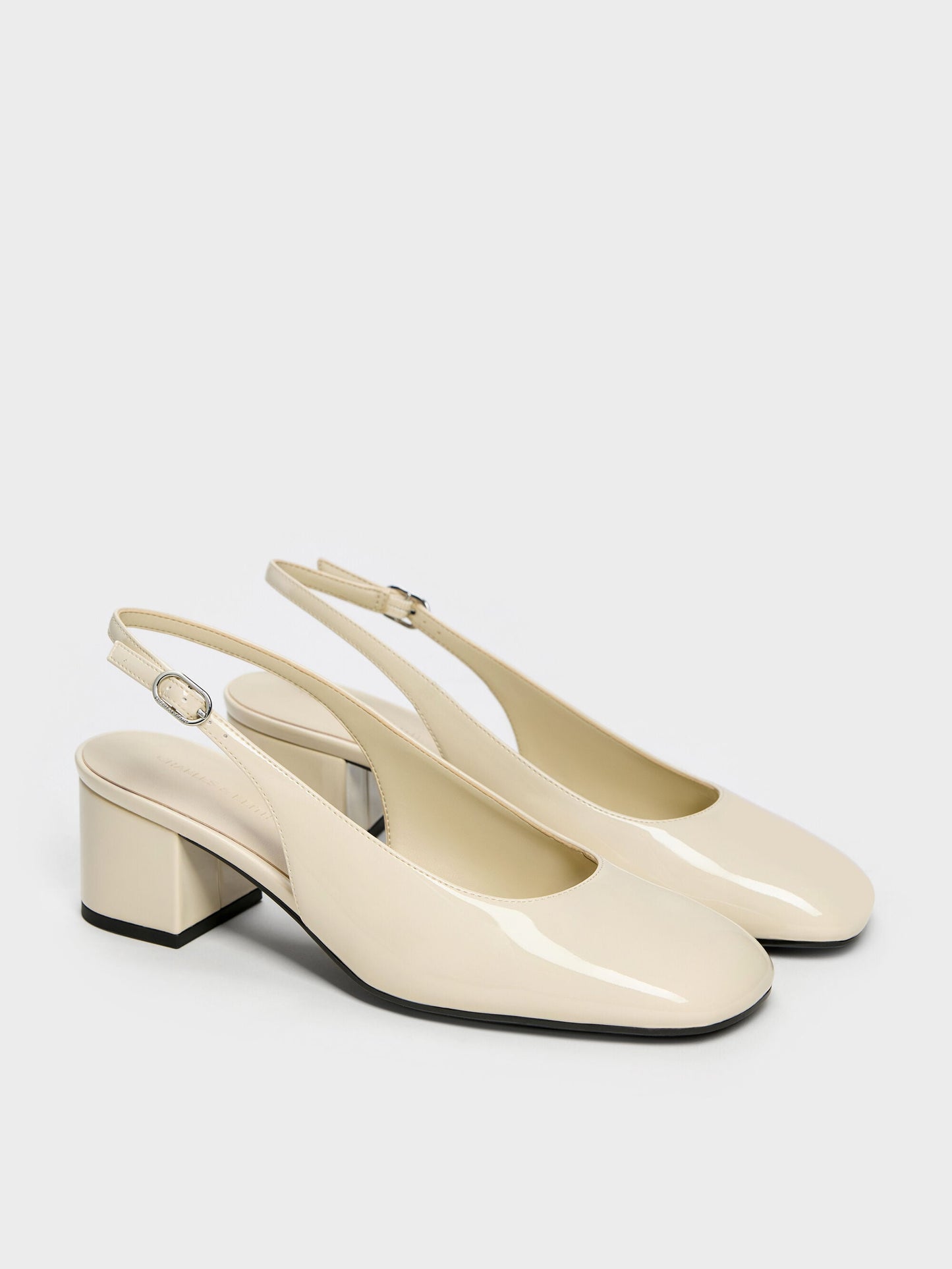 Danni Patent Slingback Pumps - Chalk | CHARLES & KEITH