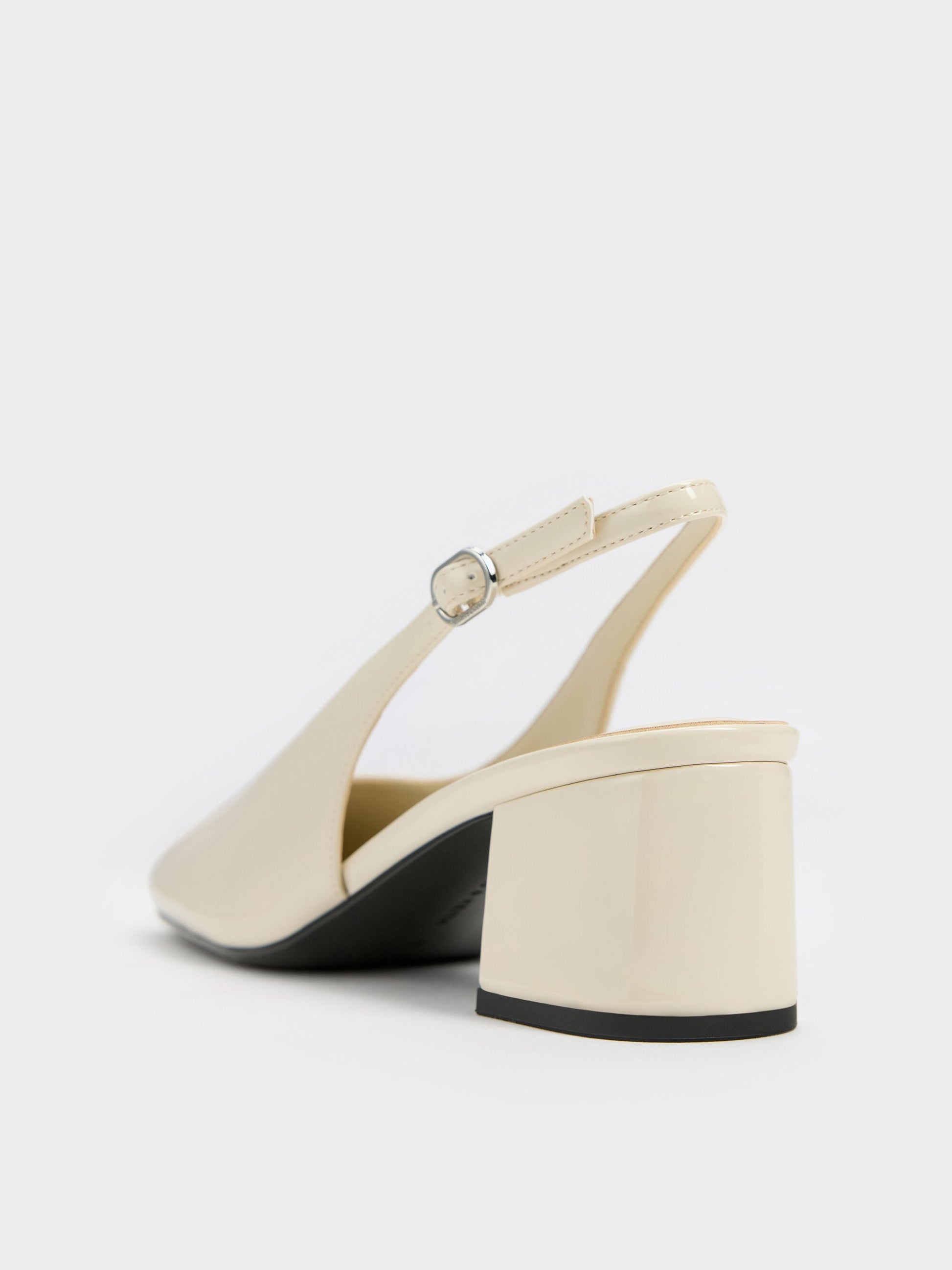 Danni Patent Slingback Pumps - Chalk | CHARLES & KEITH