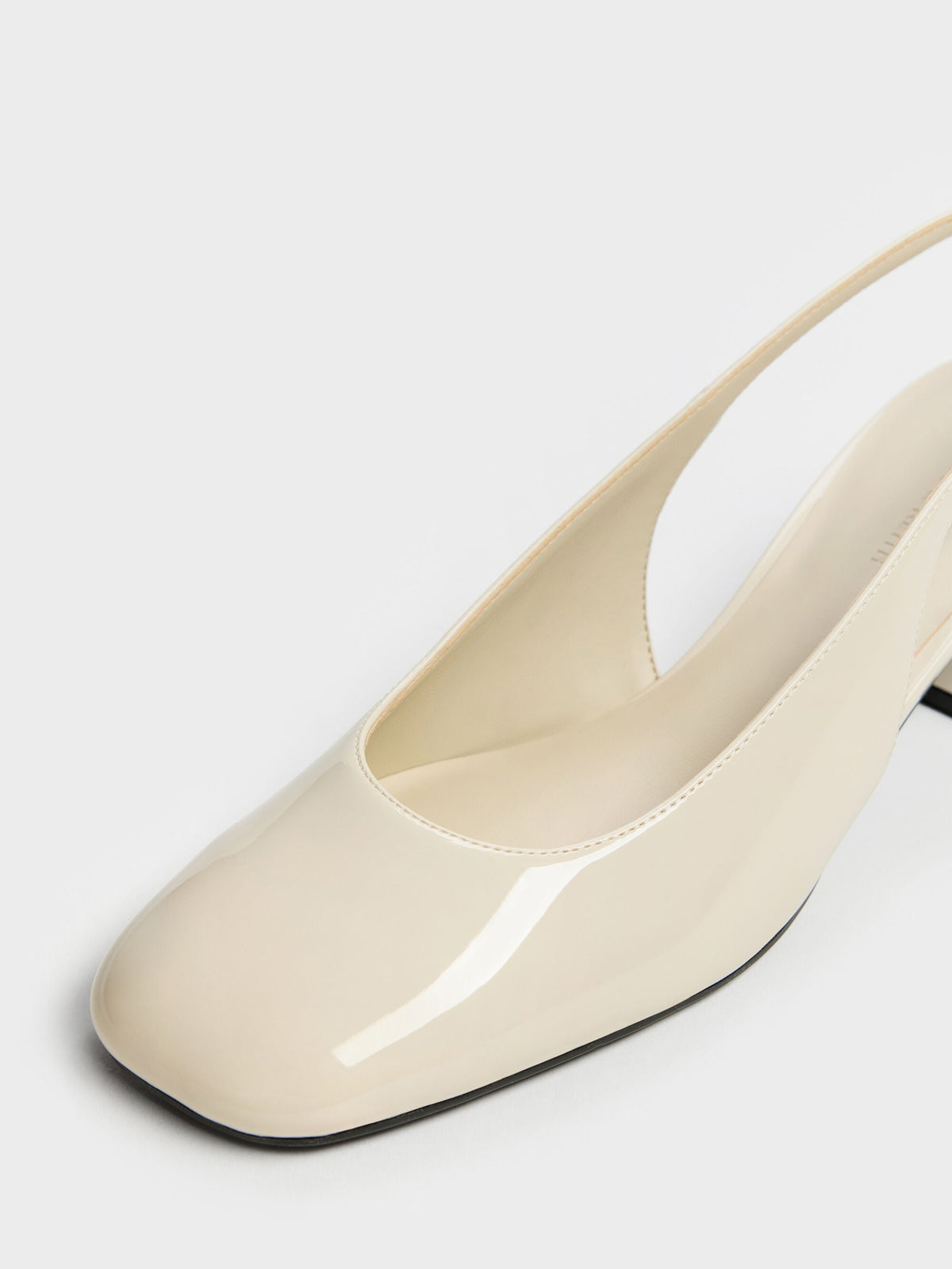 Danni Patent Slingback Pumps - Chalk | CHARLES & KEITH